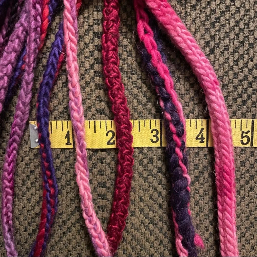 TWO Hair Falls Ponytails, Pink / Purple / Red, Wool